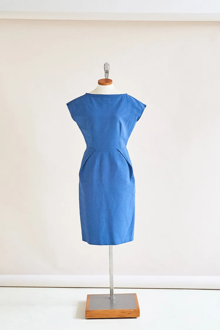 37-4 Waisted dress with overlapping shoulders