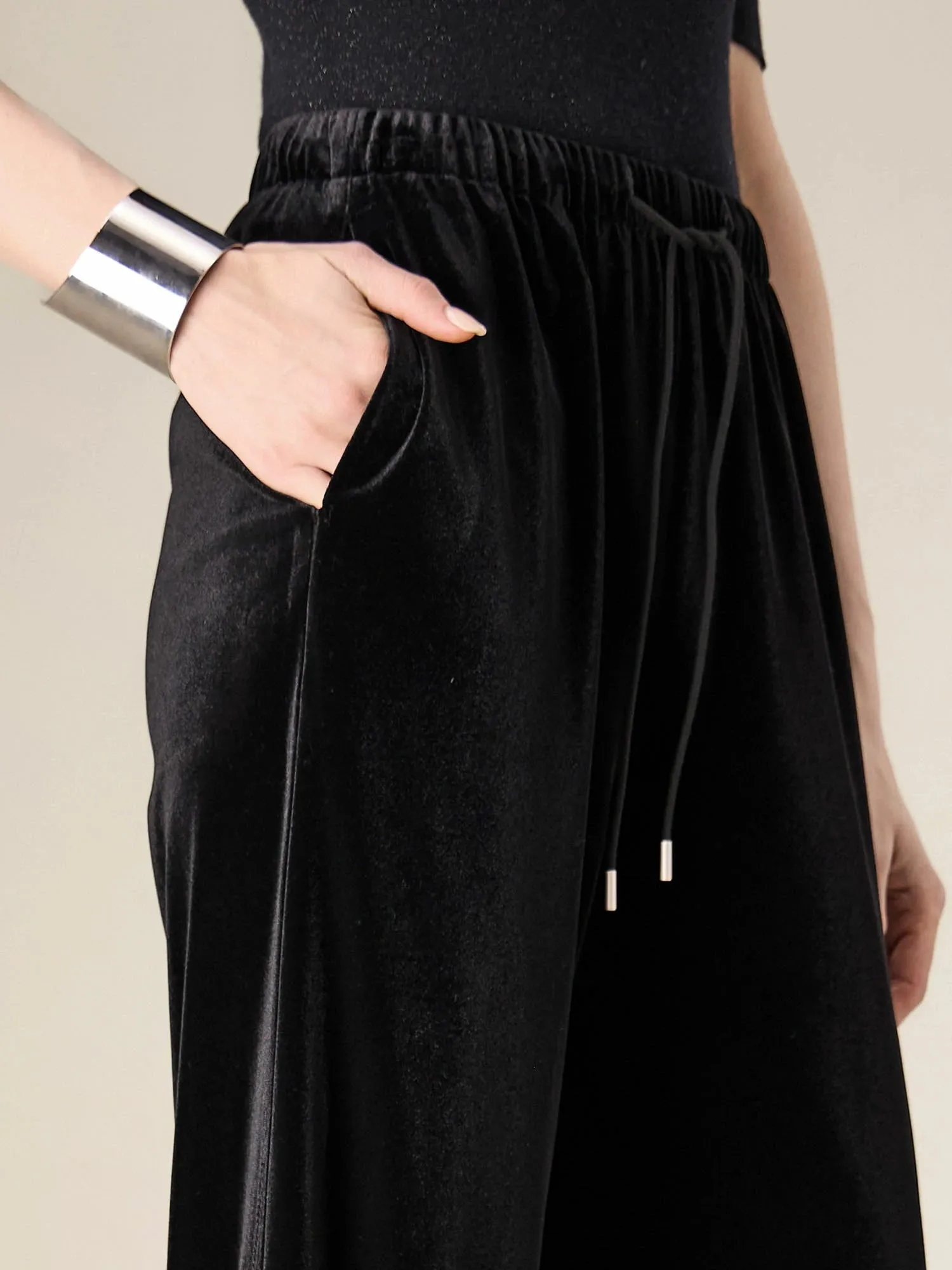 Amoretu Women's Velvet Elastic Waist Drawstring Pants