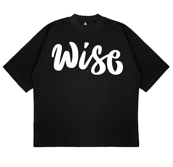 ANGAR Cotton Drop Shoulder WISE Half Sleeves Oversized Fit Printed T-Shirt for Men
