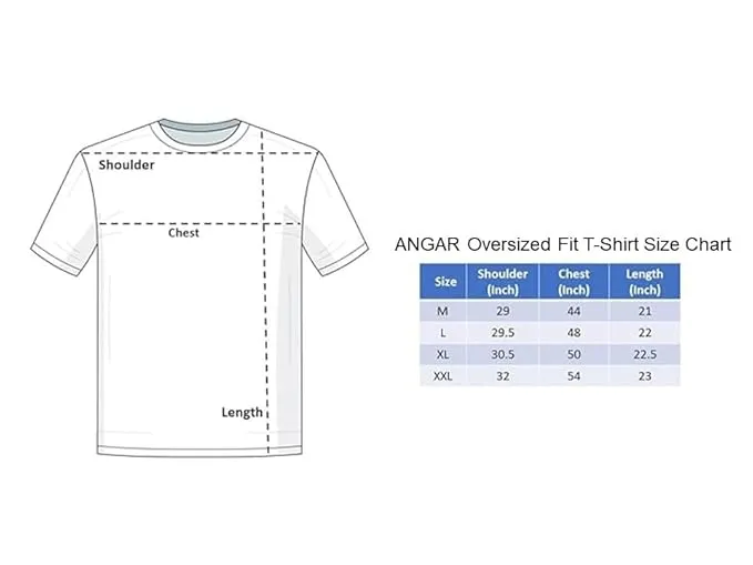 ANGAR Cotton Drop Shoulder WISE Half Sleeves Oversized Fit Printed T-Shirt for Men