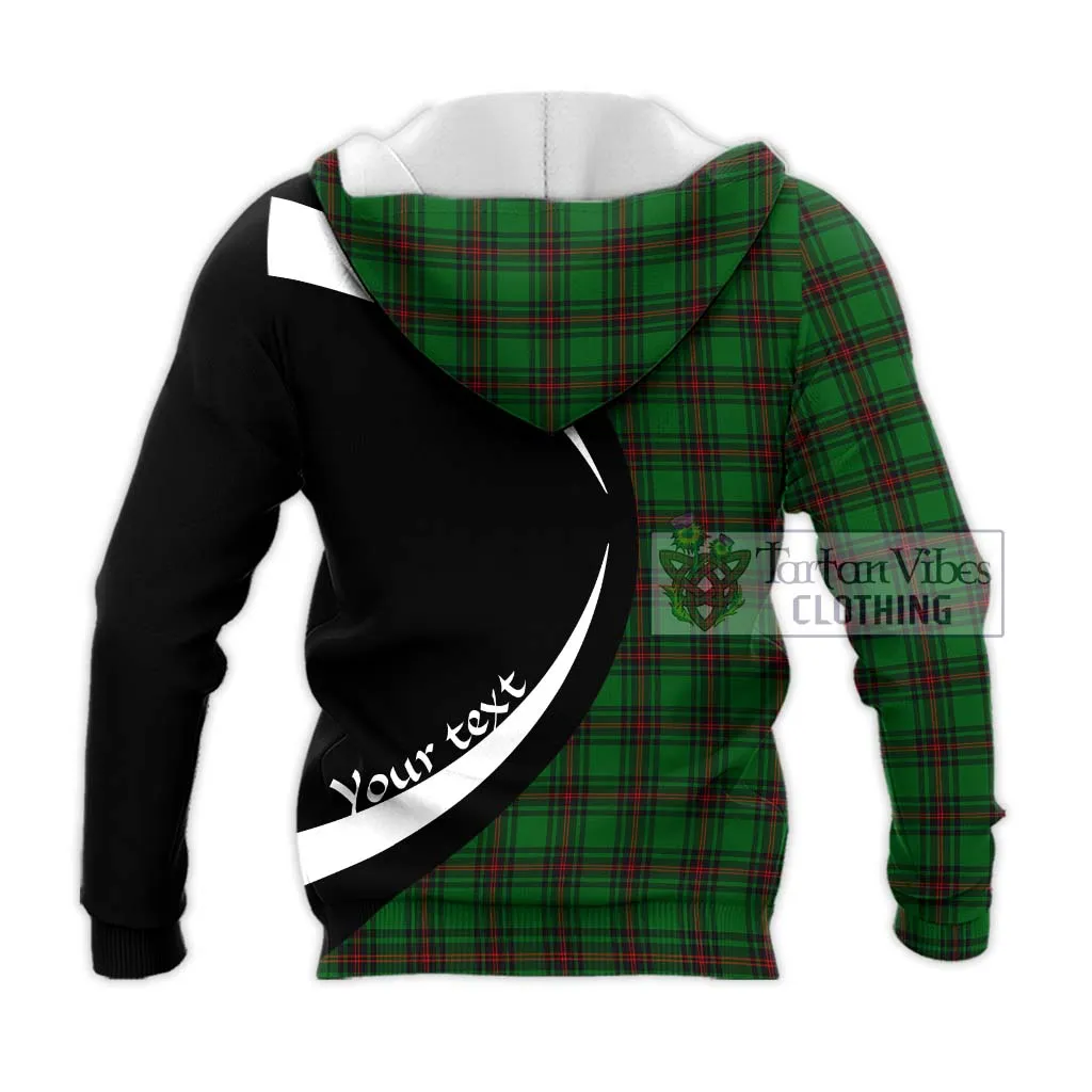 Anstruther Tartan Knitted Hoodie with Family Crest Circle Style