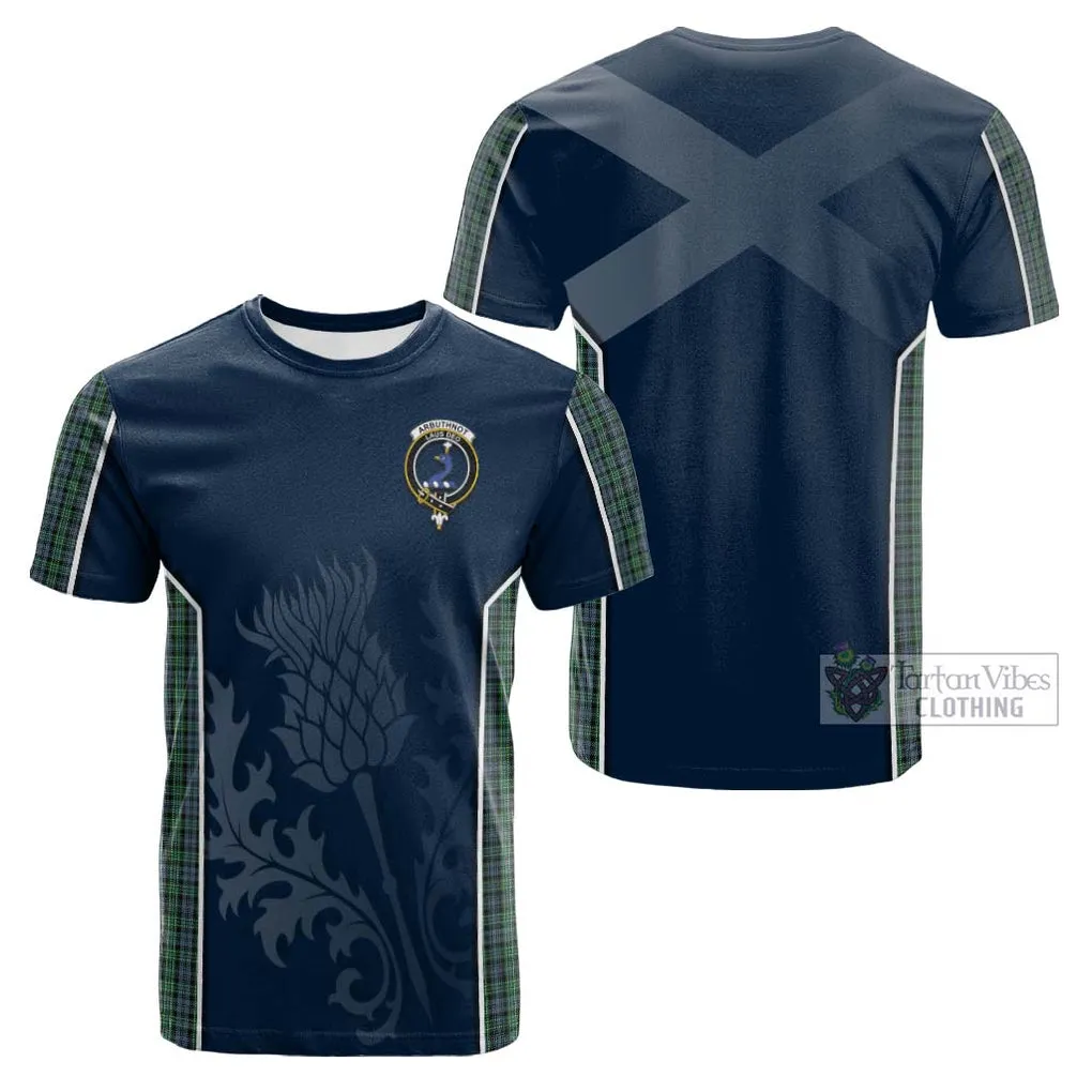 Arbuthnot Tartan Cotton T-shirt with Family Crest and Scottish Thistle Vibes Sport Style