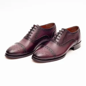 Ariston Boys Burgundy Oxford Lace-up Leather Dress Shoes