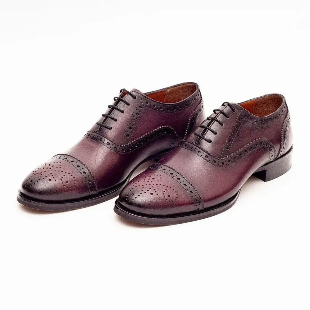 Ariston Boys Burgundy Oxford Lace-up Leather Dress Shoes