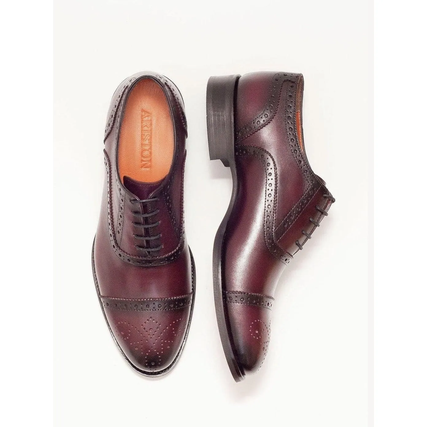 Ariston Boys Burgundy Oxford Lace-up Leather Dress Shoes