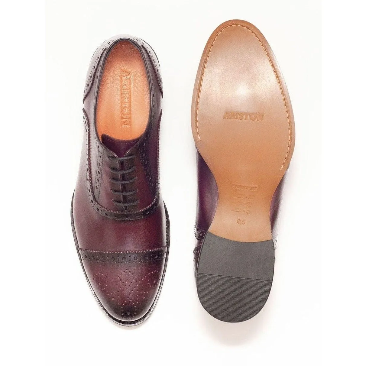 Ariston Boys Burgundy Oxford Lace-up Leather Dress Shoes