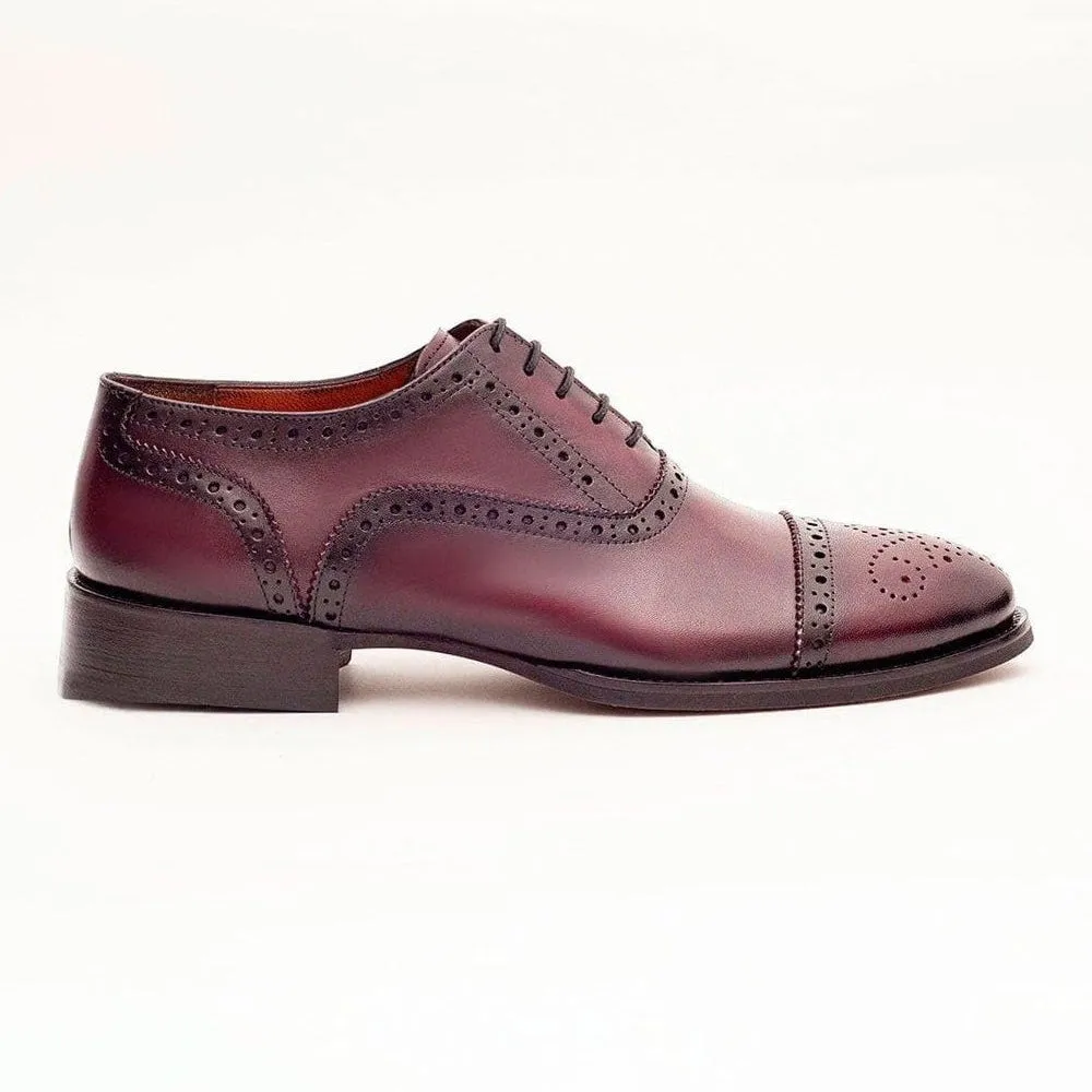 Ariston Boys Burgundy Oxford Lace-up Leather Dress Shoes