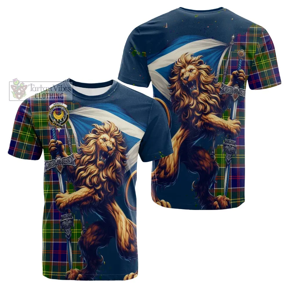Arnott Tartan Family Crest Cotton T-shirt with Scottish Majestic Lion