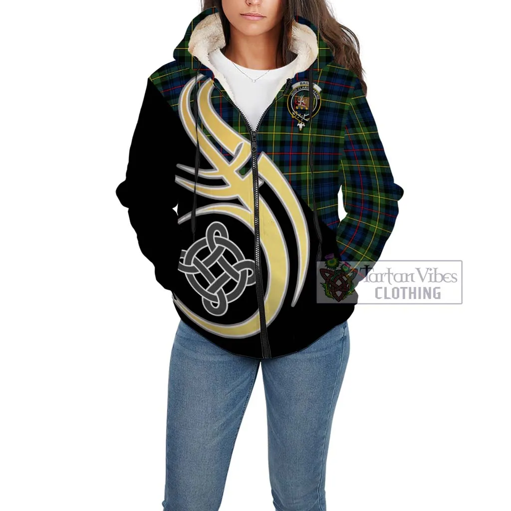 Baillie (Bailey) Tartan Sherpa Hoodie with Family Crest and Celtic Symbol Style