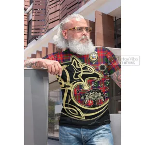 Belsches Tartan Cotton T-shirt with Family Crest Celtic Wolf Style