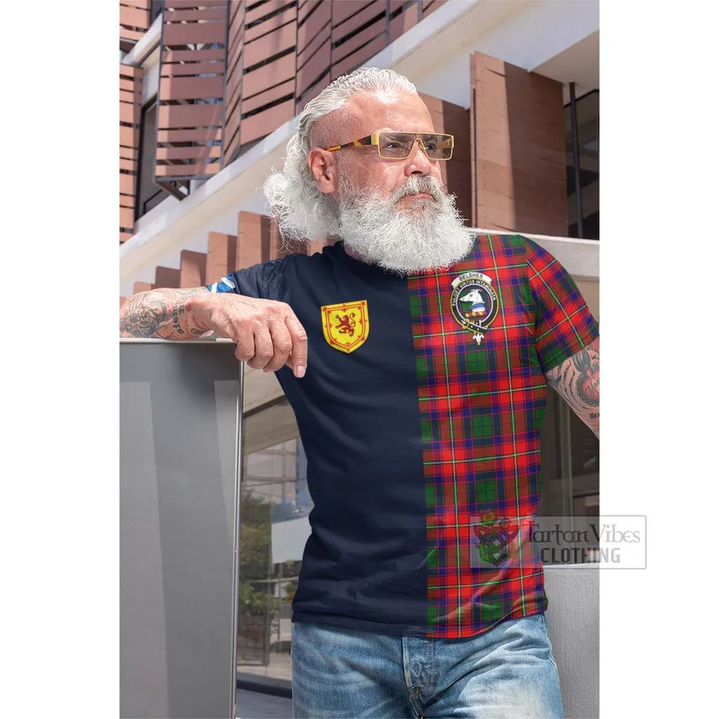 Belshes Tartan Cotton T-shirt Alba with Scottish Lion Royal Arm Half Style