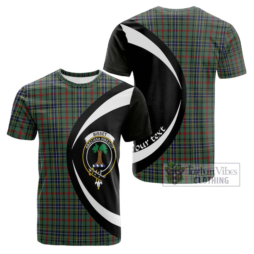 Bisset Tartan Cotton T-shirt with Family Crest Circle Style