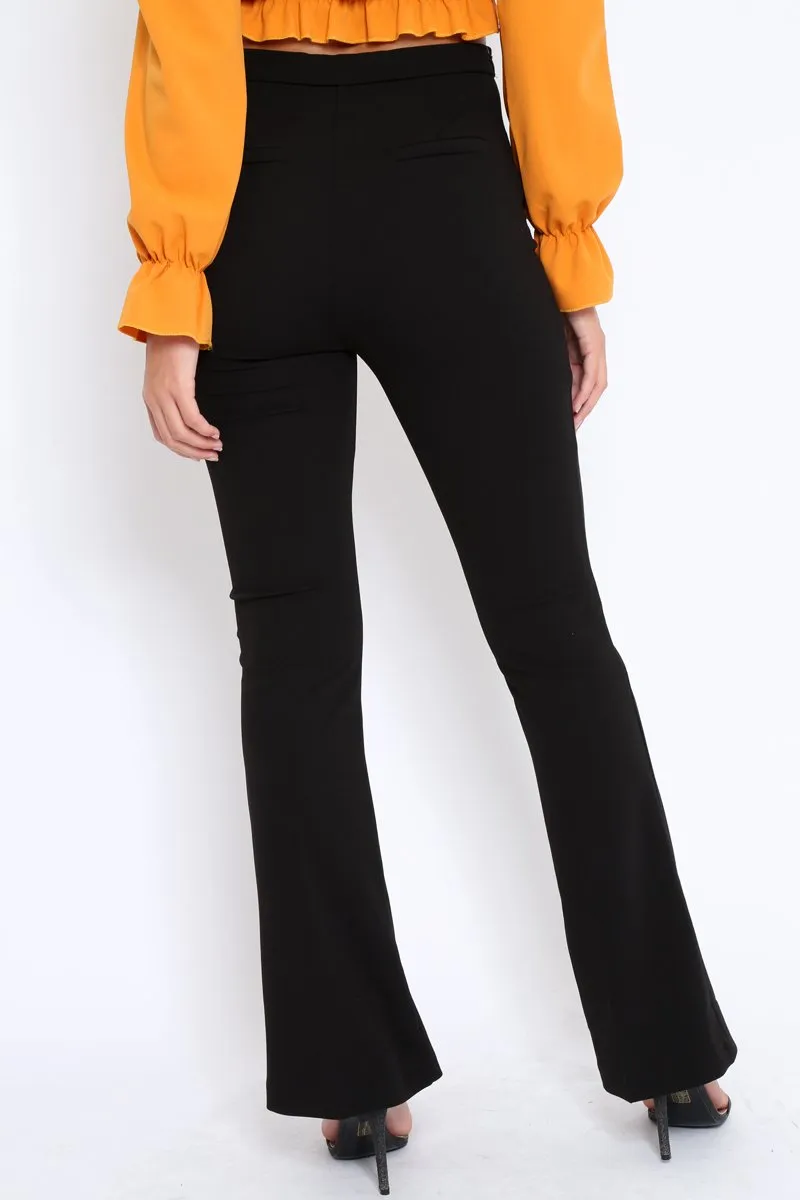 Black Tailored High Waist Flare Trousers - Adela
