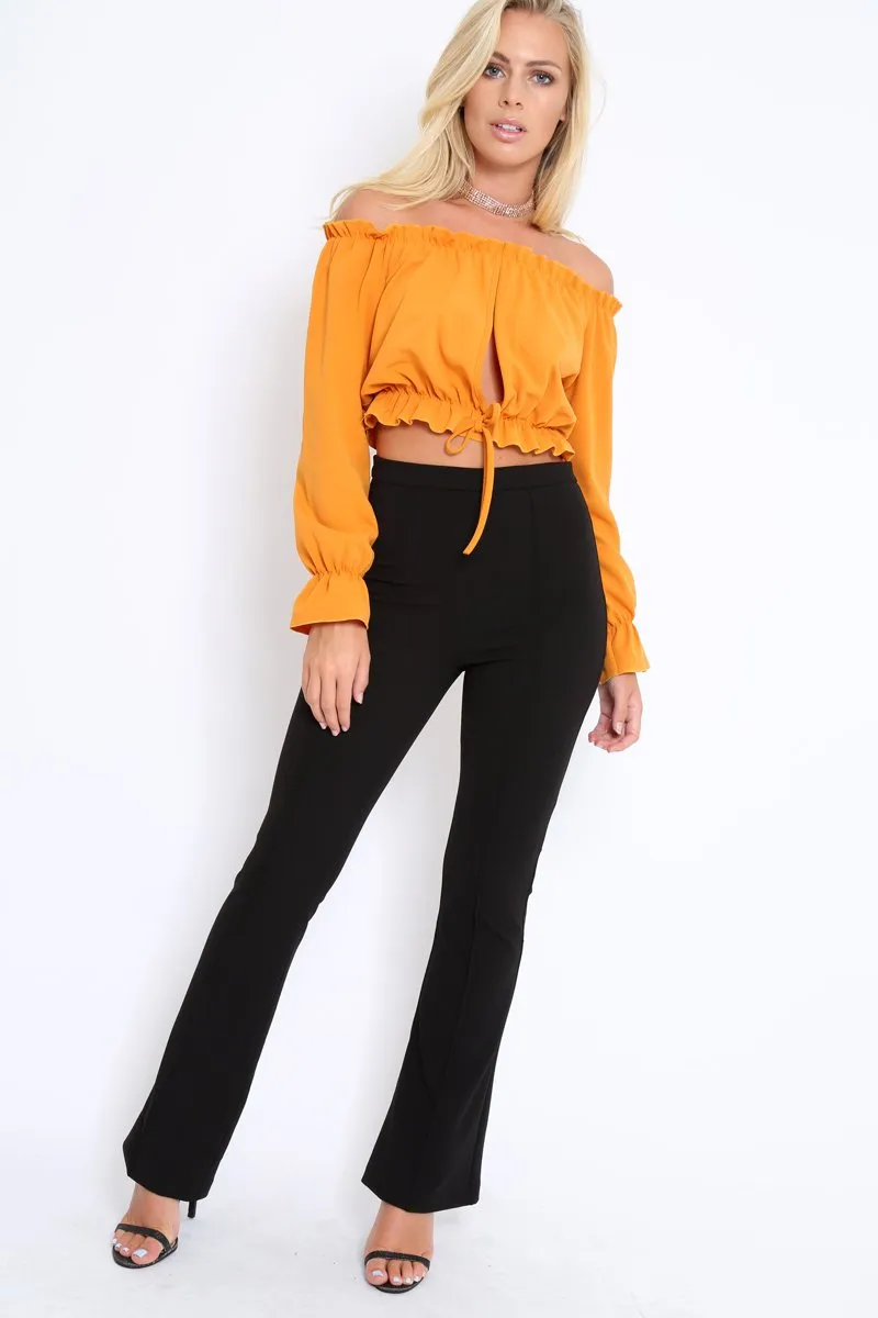 Black Tailored High Waist Flare Trousers - Adela