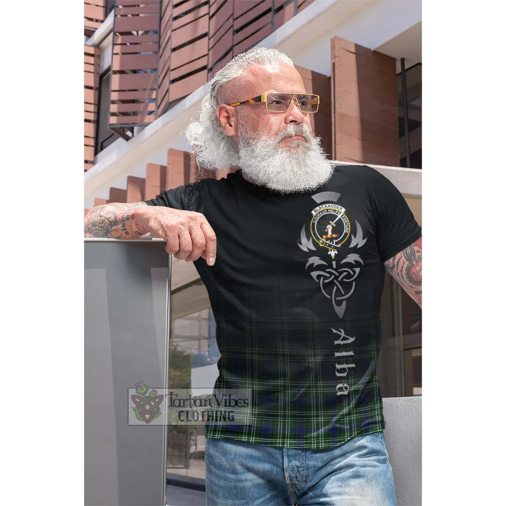 Blackadder Tartan Cotton T-shirt Featuring Alba Gu Brath Family Crest Celtic Inspired