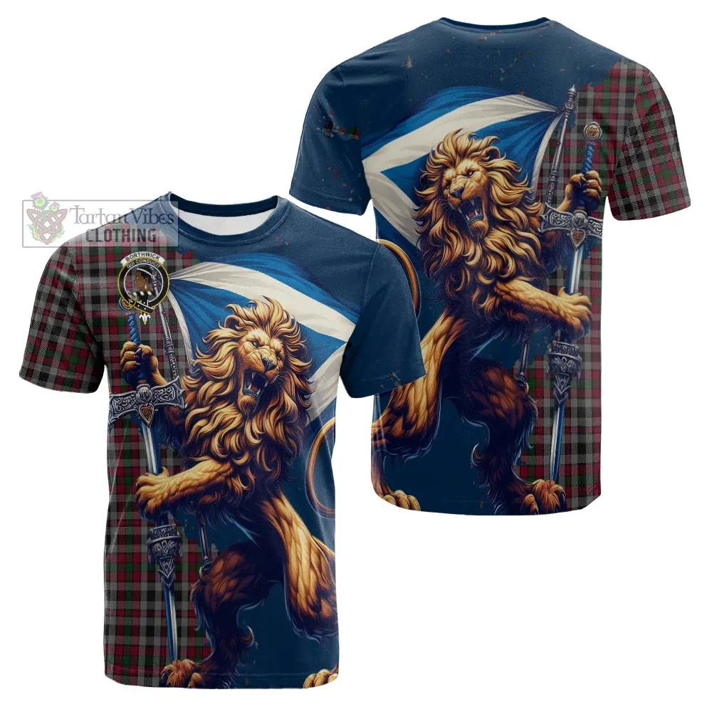 Borthwick Tartan Family Crest Cotton T-shirt with Scottish Majestic Lion