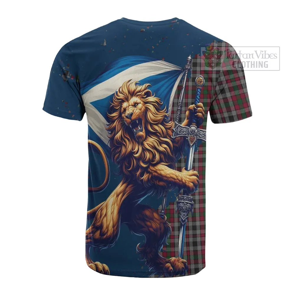 Borthwick Tartan Family Crest Cotton T-shirt with Scottish Majestic Lion
