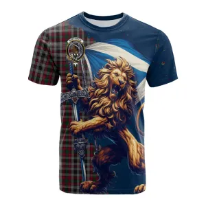 Borthwick Tartan Family Crest Cotton T-shirt with Scottish Majestic Lion