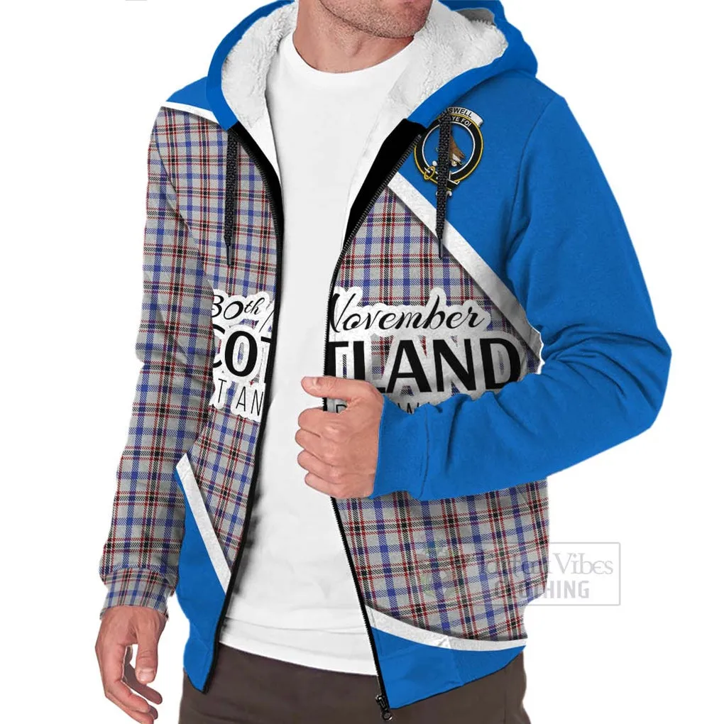 Boswell Family Crest Tartan Sherpa Hoodie Celebrate Saint Andrew's Day in Style