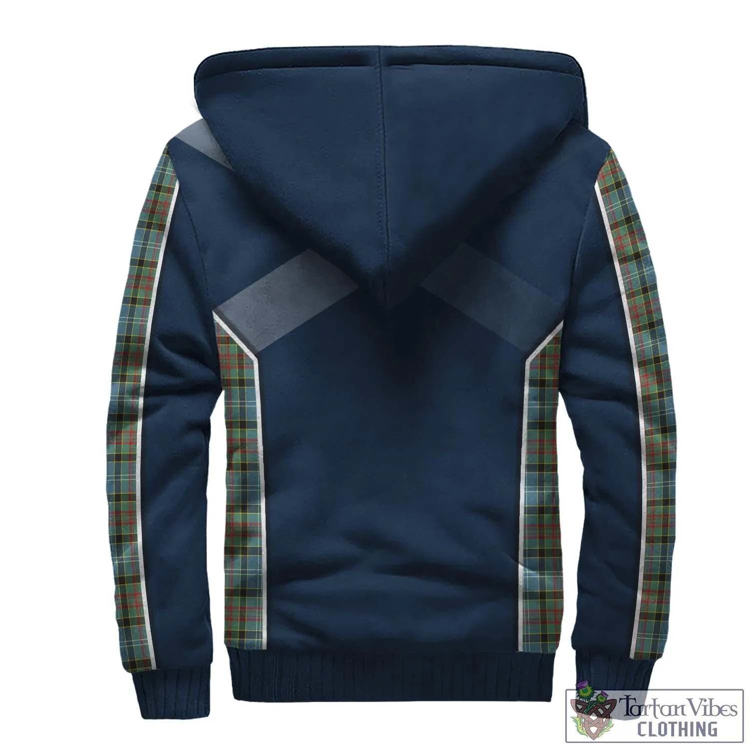 Brisbane Tartan Sherpa Hoodie with Family Crest and Lion Rampant Vibes Sport Style