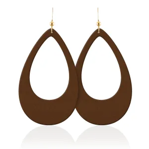 Cacao Cutout Teardrop Leather Earrings
