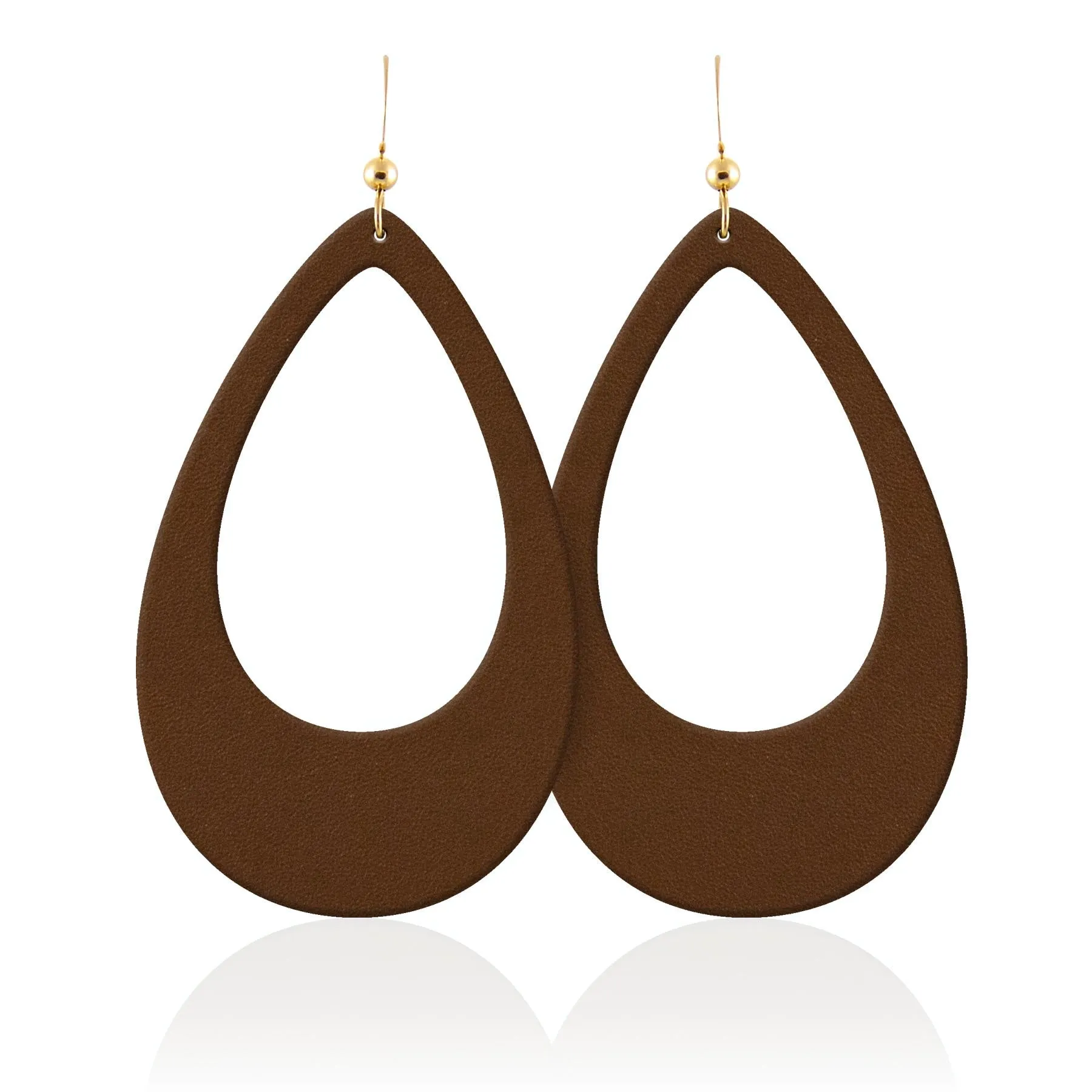 Cacao Cutout Teardrop Leather Earrings