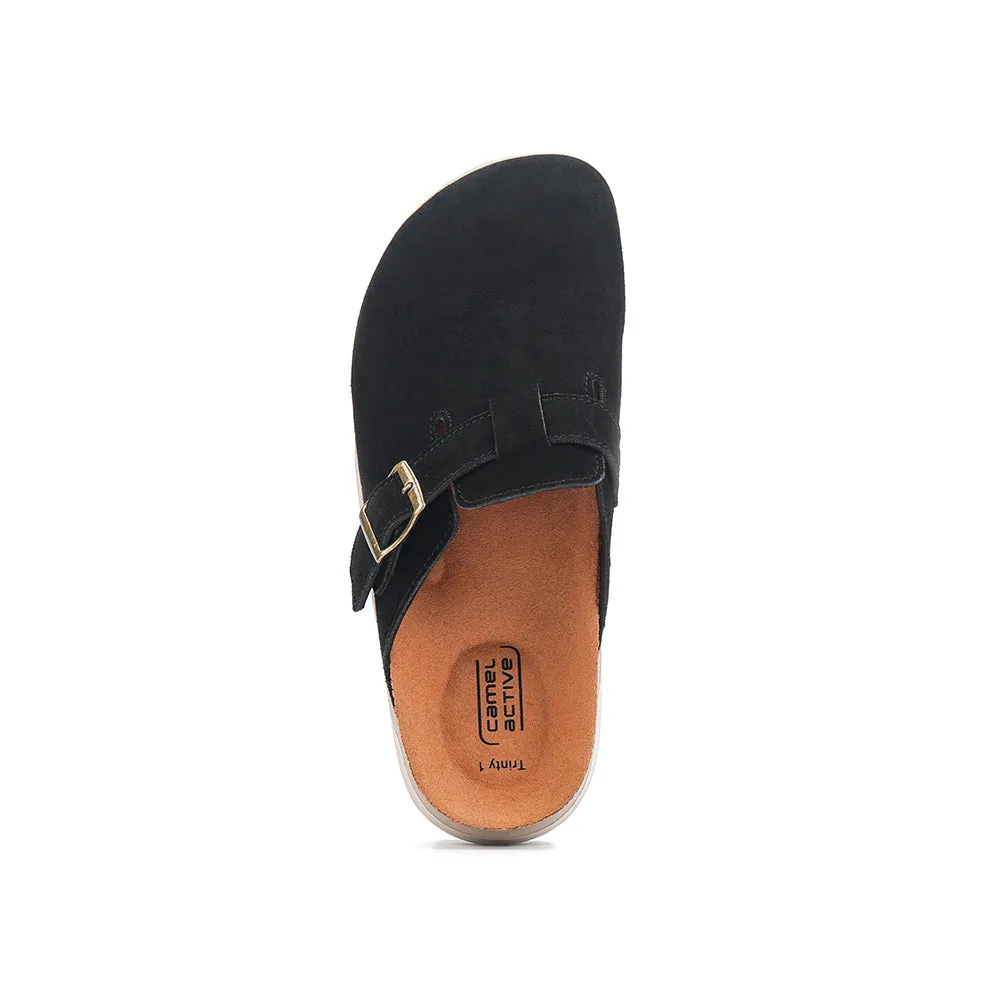 camel active Women Trinity 1 Buckled Clogs Sandals -752407-CV01SV-1-BLACK
