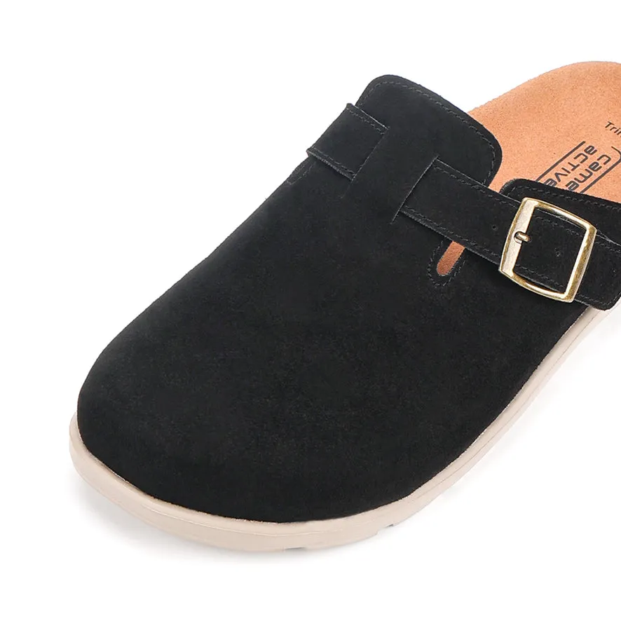 camel active Women Trinity 1 Buckled Clogs Sandals -752407-CV01SV-1-BLACK