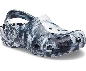 Crocs Kids Classic Marbled Clogs - Black / White