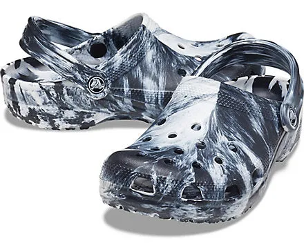 Crocs Kids Classic Marbled Clogs - Black / White