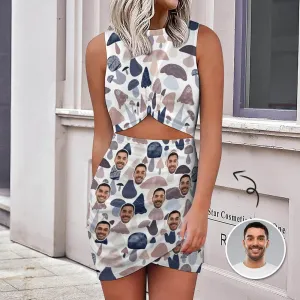 Custom Face Mushrooms White Slim wrap hip skirt Personalized Women's Dress Short Skirt