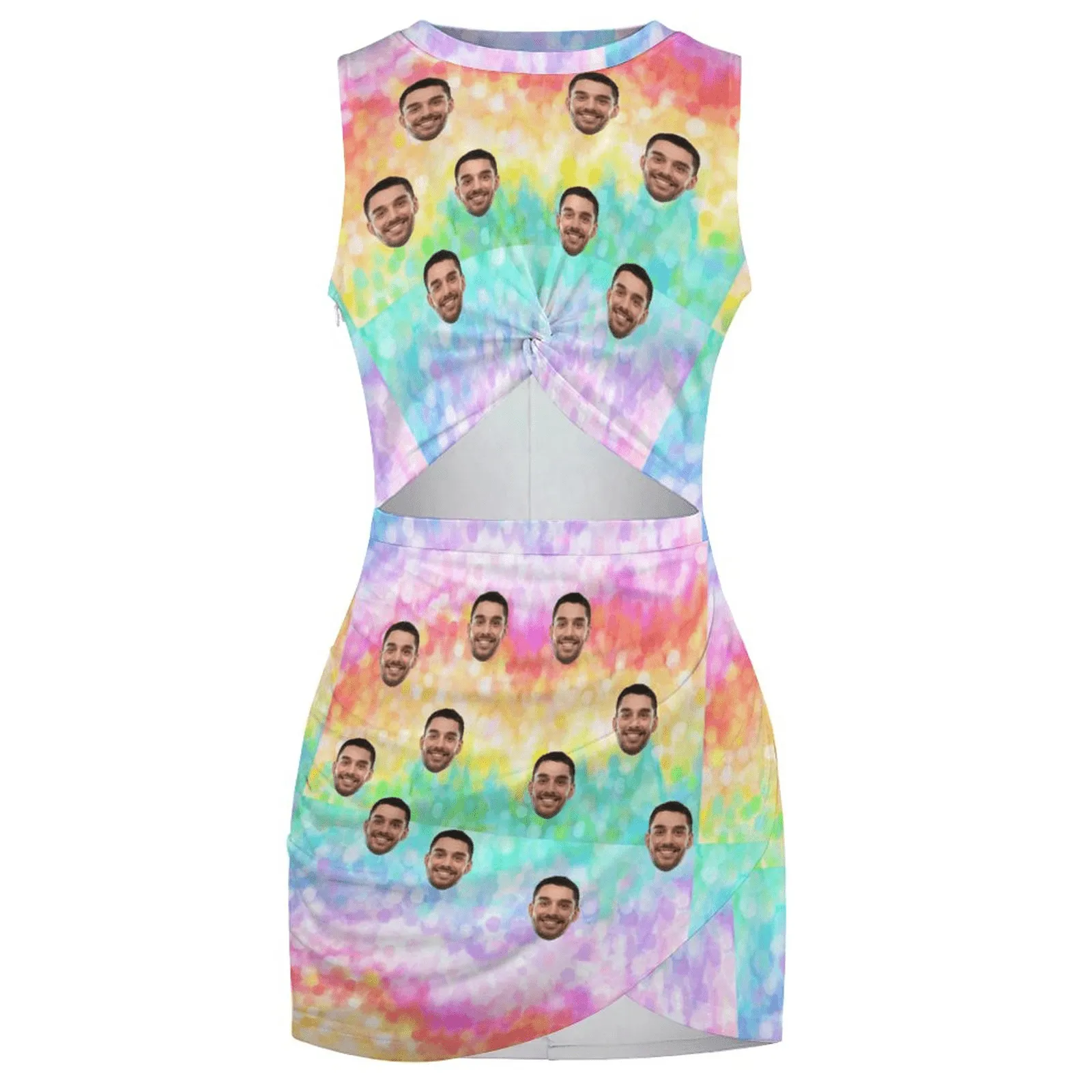 Custom Face Rainbow Slim wrap hip skirt Personalized Women's Dress Short Skirt