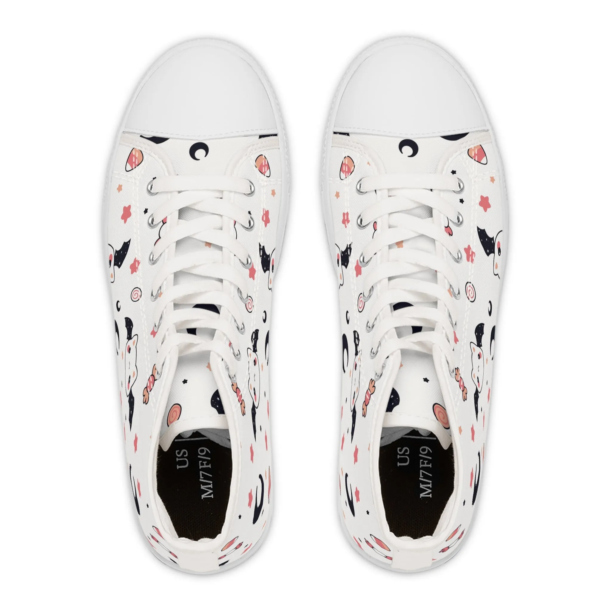 Cute Halloween Cat Bat Women's High Top Sneakers