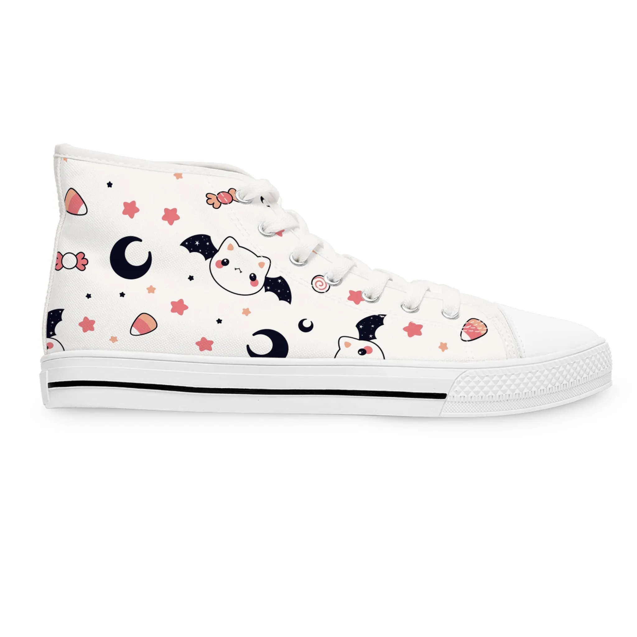 Cute Halloween Cat Bat Women's High Top Sneakers