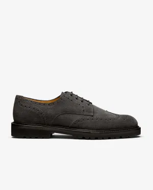 Dark Grey Suede Lightweight Vibram Brogue Derbies