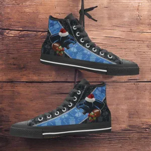 fans of the Carolina Panthers Christmas Football Pattern Canvas High Top Shoes