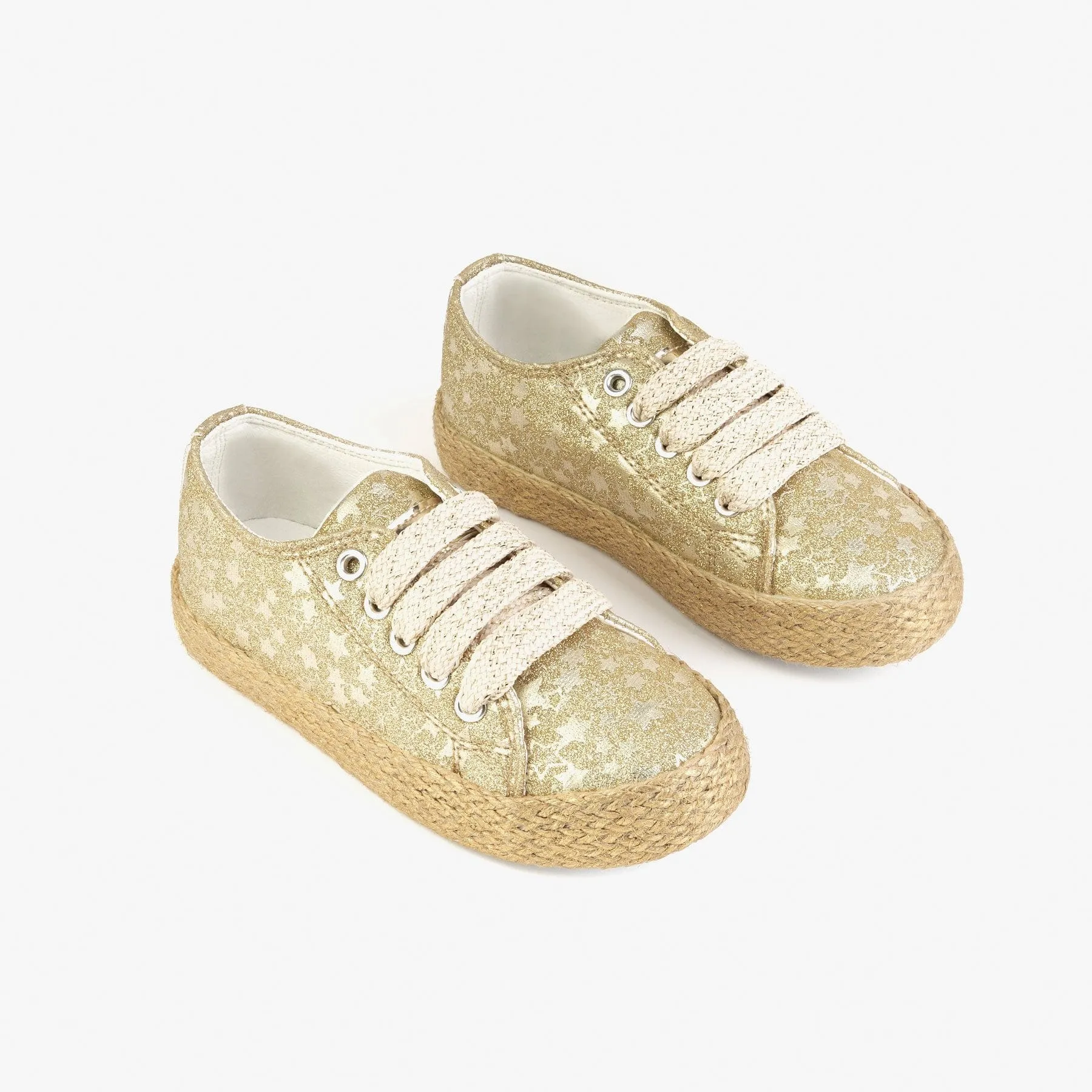 Girl's Platinum Jute Canvas Sneakers