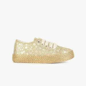 Girl's Platinum Jute Canvas Sneakers