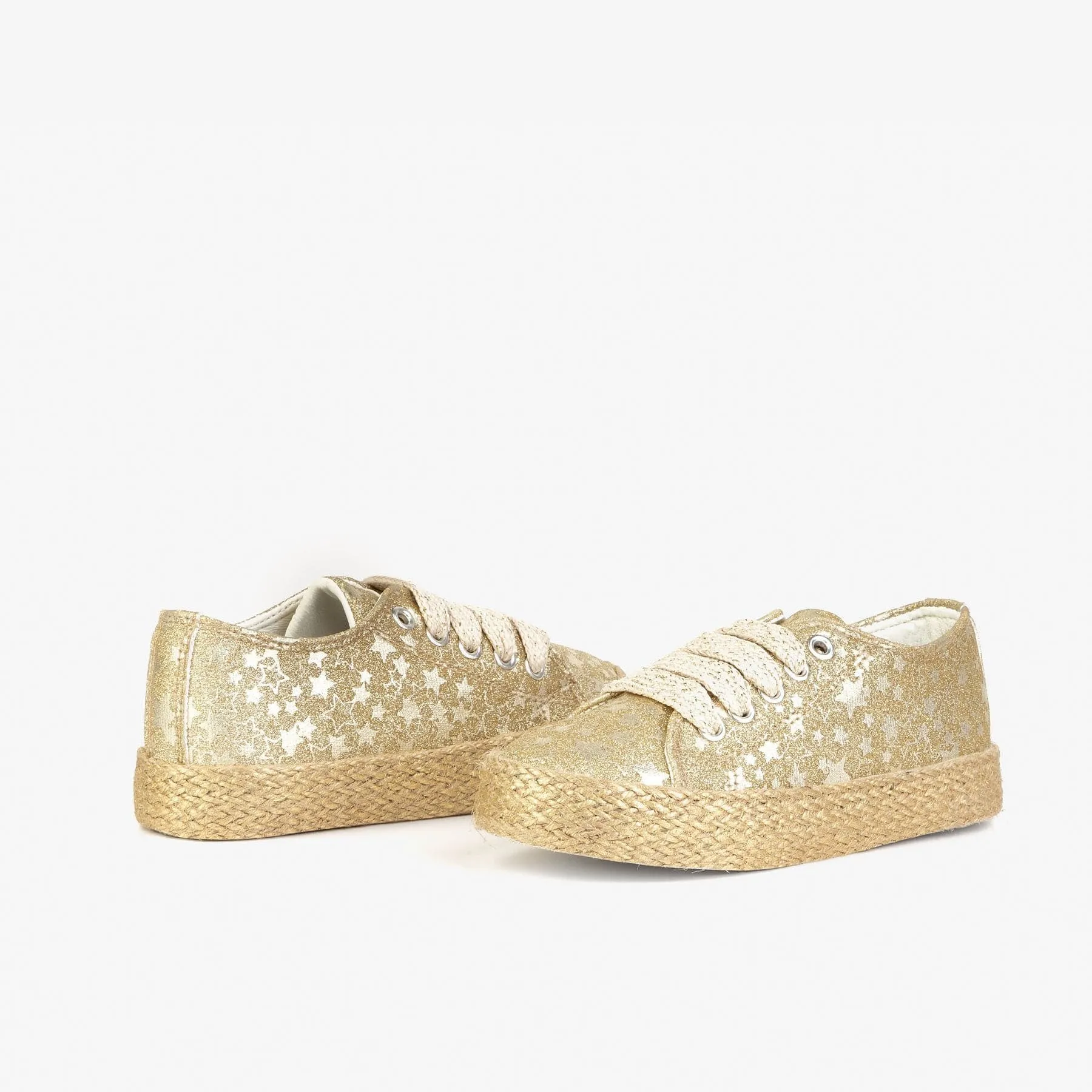 Girl's Platinum Jute Canvas Sneakers