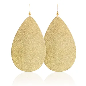 Gold Luster Teardrop Leather Earrings
