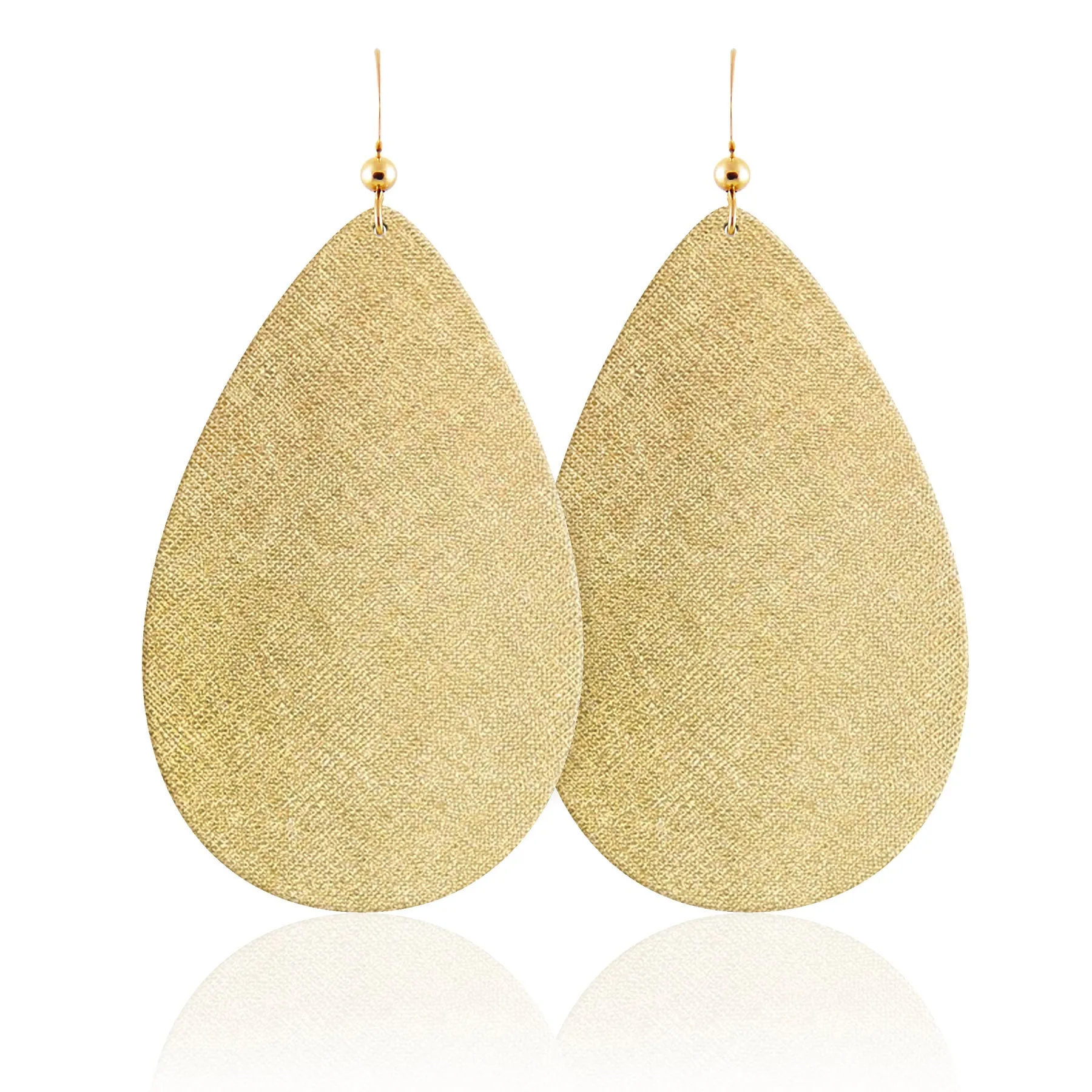 Gold Luster Teardrop Leather Earrings