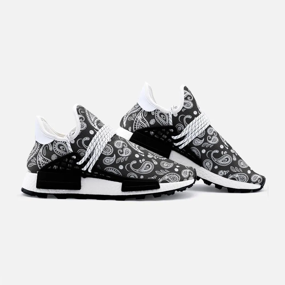 Grey paisley bandana Unisex Lightweight Custom shoes
