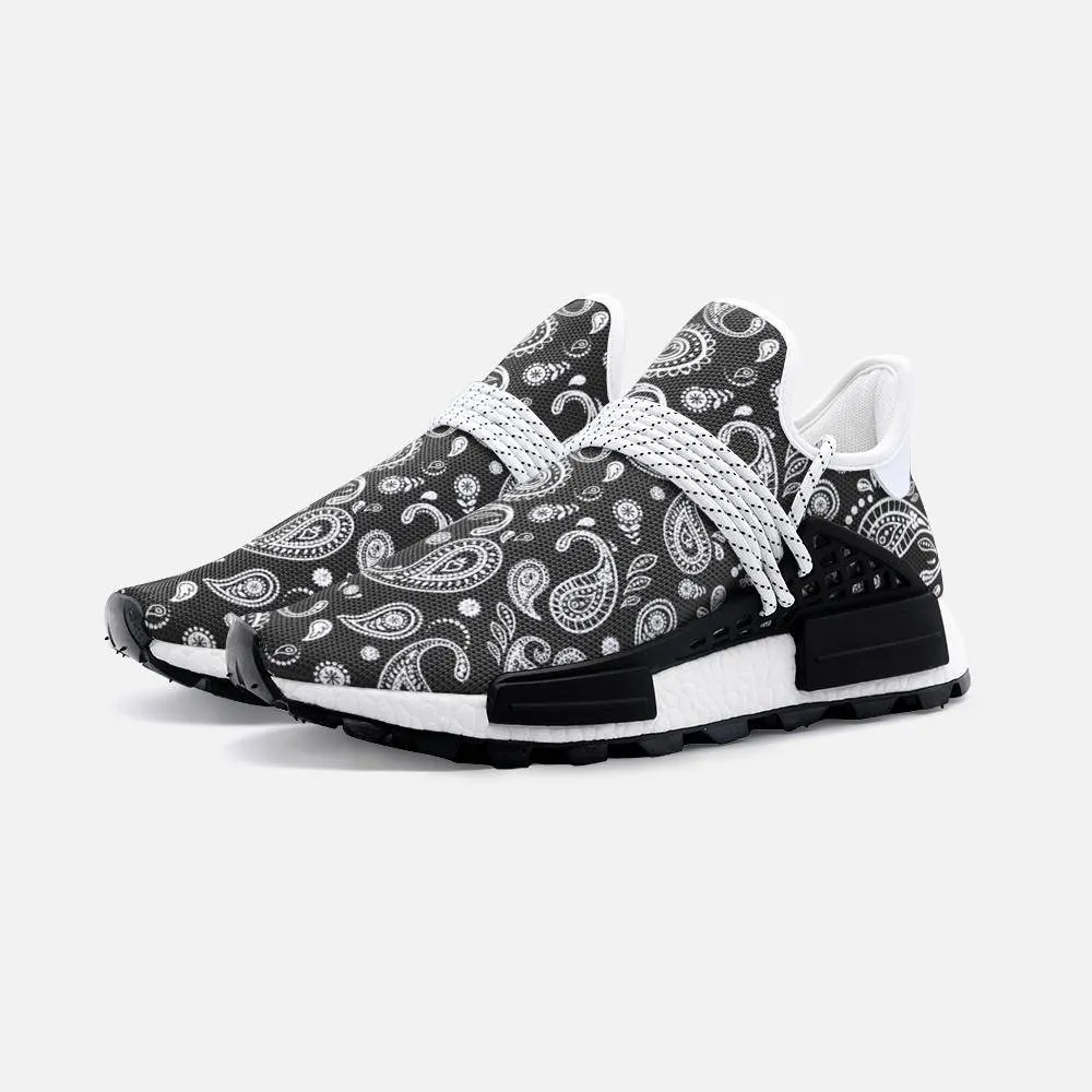 Grey paisley bandana Unisex Lightweight Custom shoes