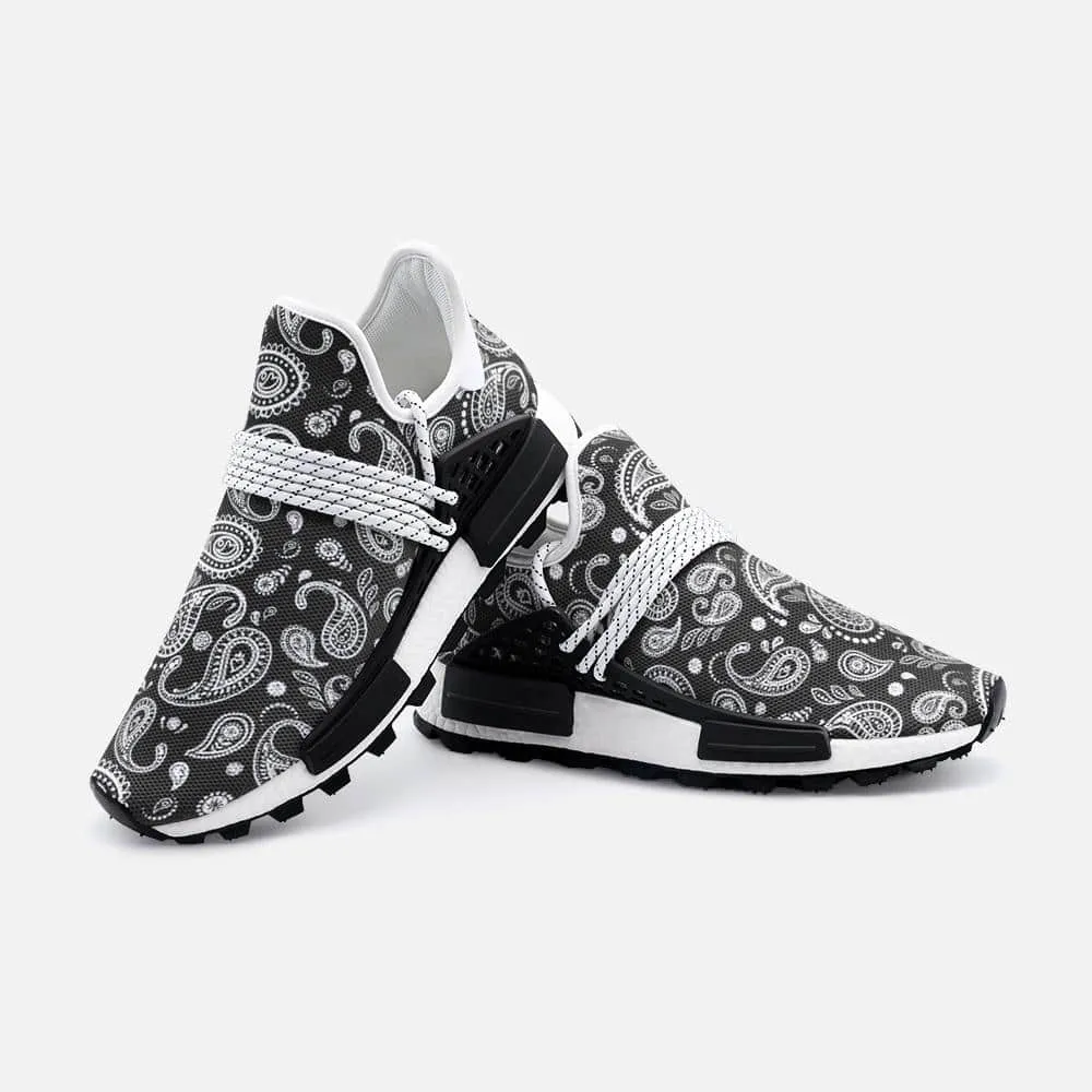 Grey paisley bandana Unisex Lightweight Custom shoes