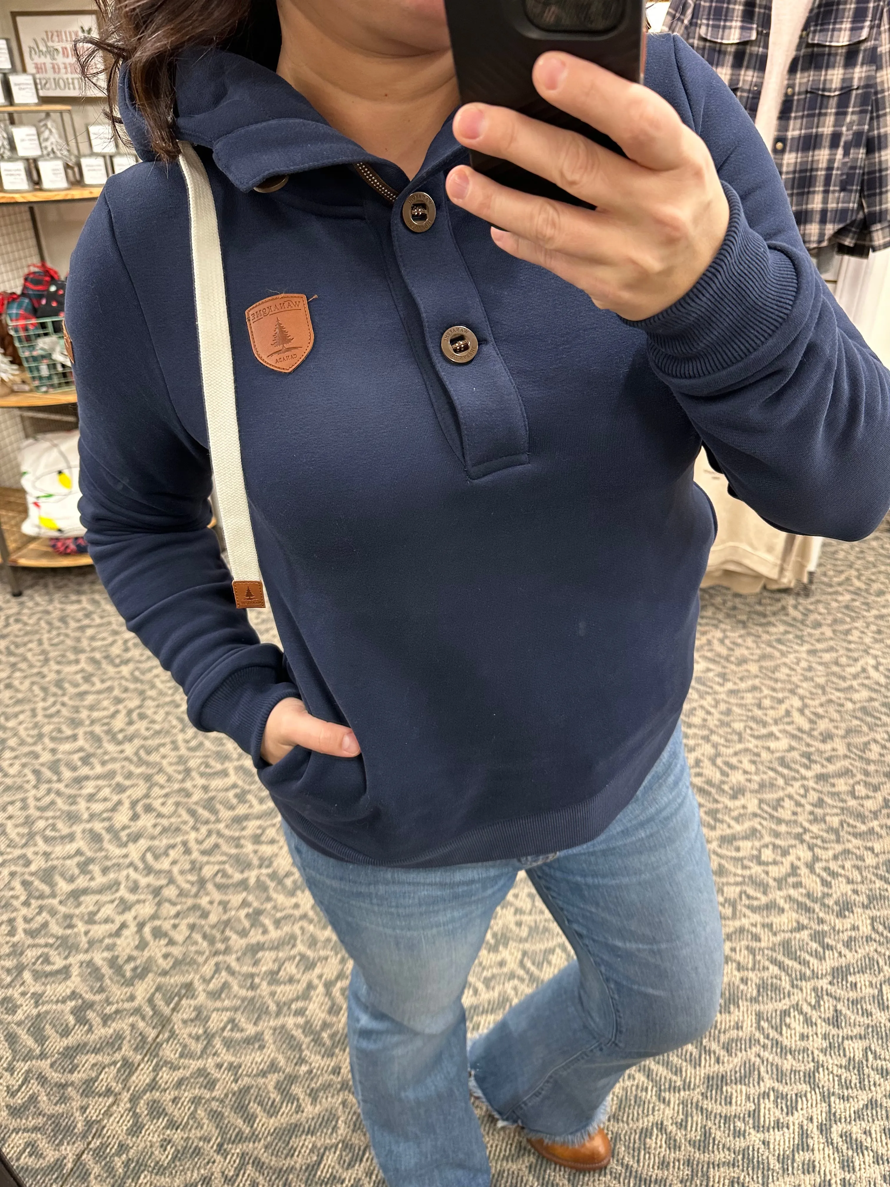 Jas Oxford Blue Button Neck