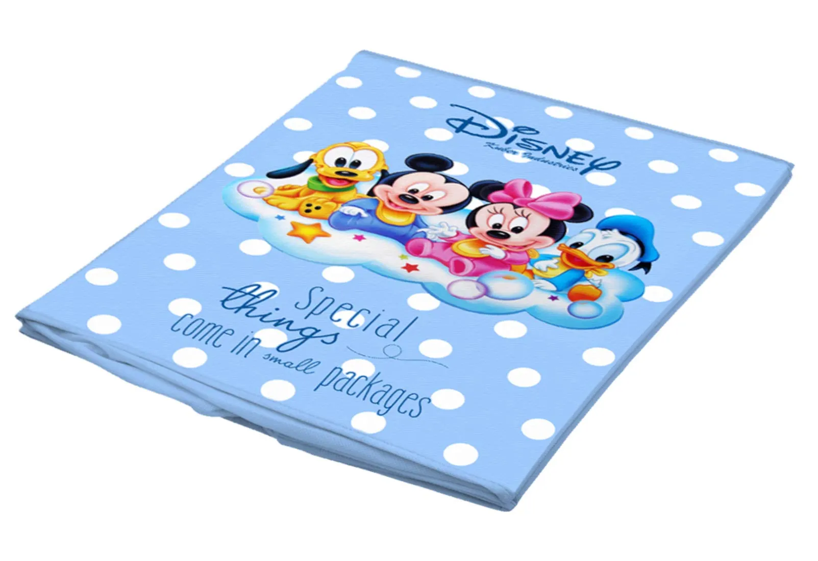 Kuber Industries Disney Baby Team Mickey Print Non Woven 4 Pieces Fabric Foldable Storage Cube For Toy,Books,Shoes Storage Box With Handle,Extra Large (Royal Blue)-KUBMART16154, Pack of 4