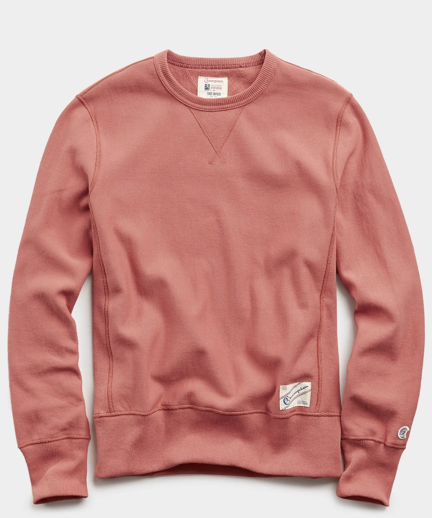 Lightweight Reverse Weave Crew in Rosewine