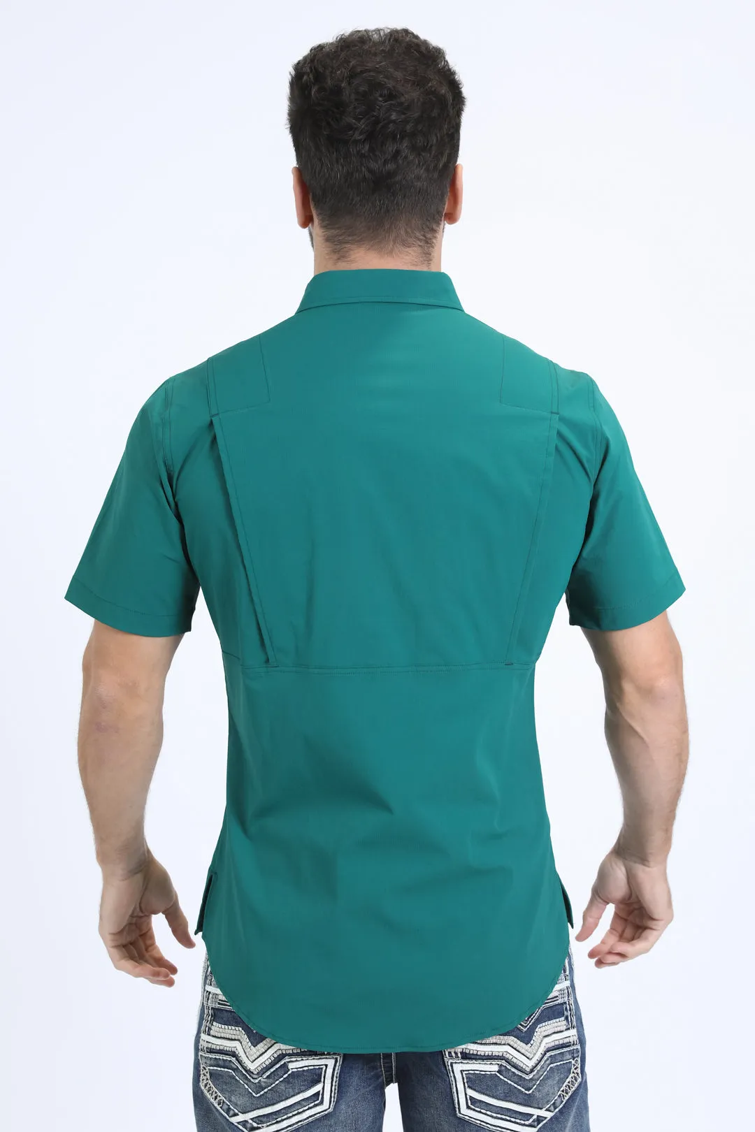 Mens Performance Classic Fit Short Sleeve Green Shirt
