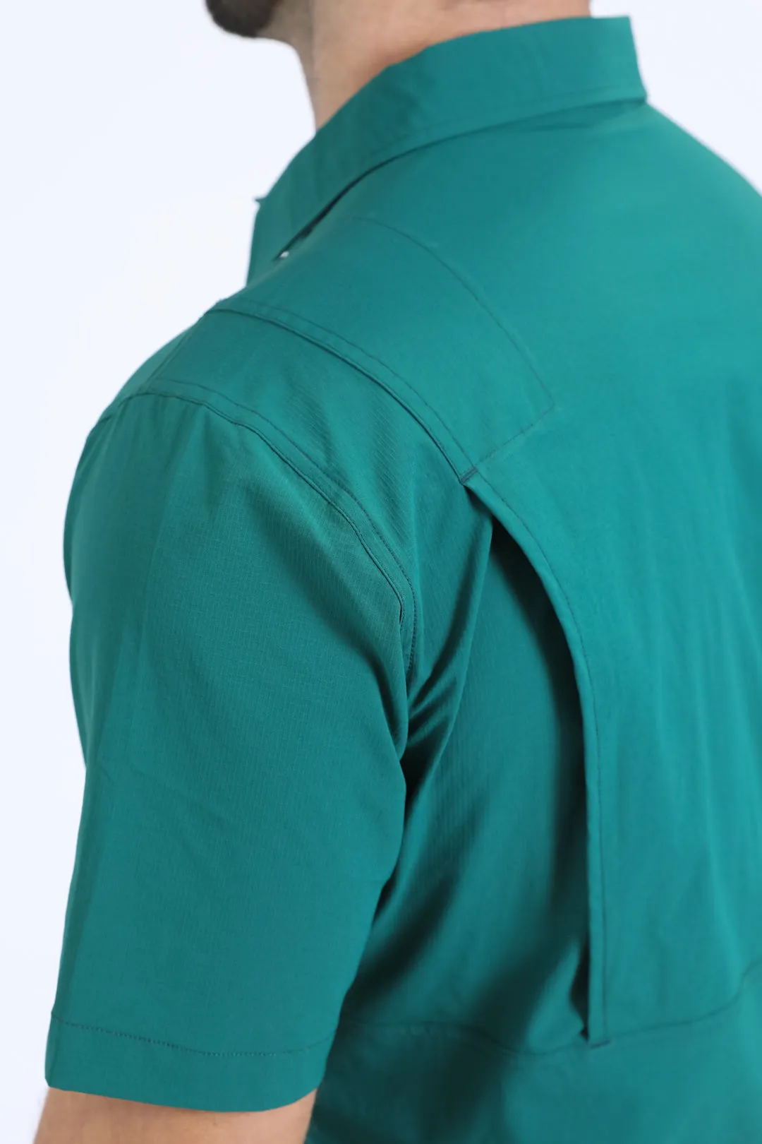 Mens Performance Classic Fit Short Sleeve Green Shirt