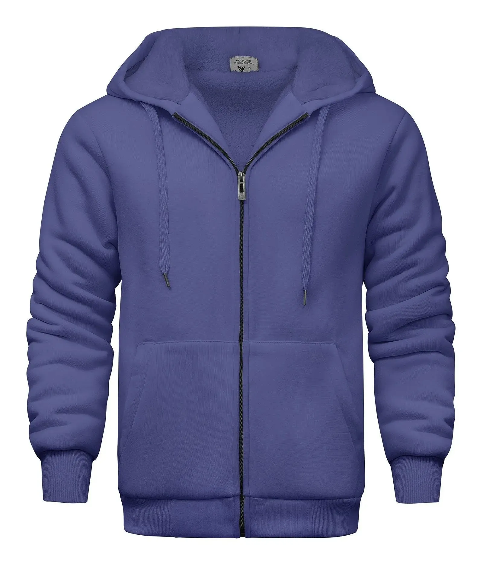 Men's Solid Color Full Zip Hoodie-ZPK006403